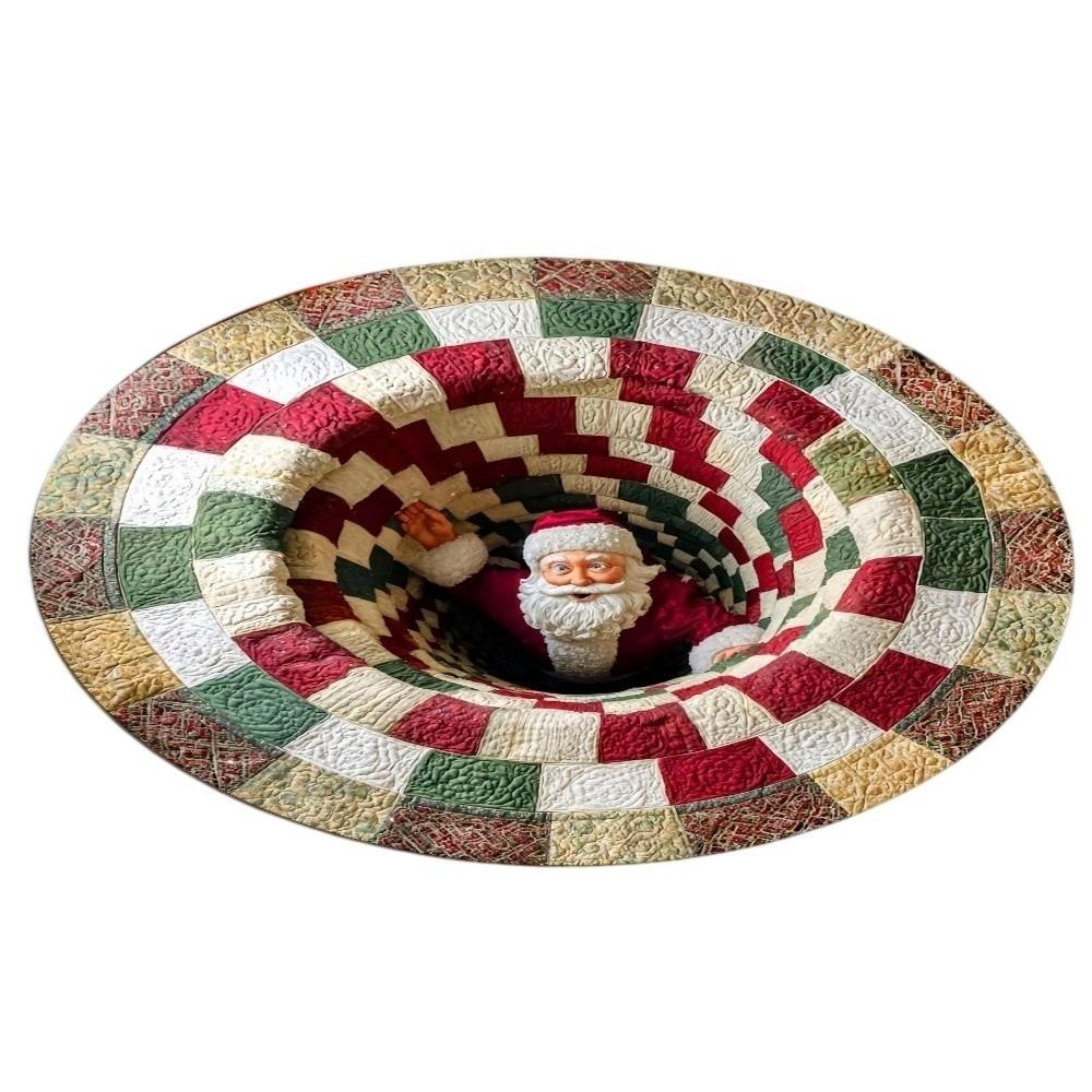80cm 31.5in 3D Illusion Rug 2D Flat Printed Christmas Doormat Round Vortex Carpet Christmas