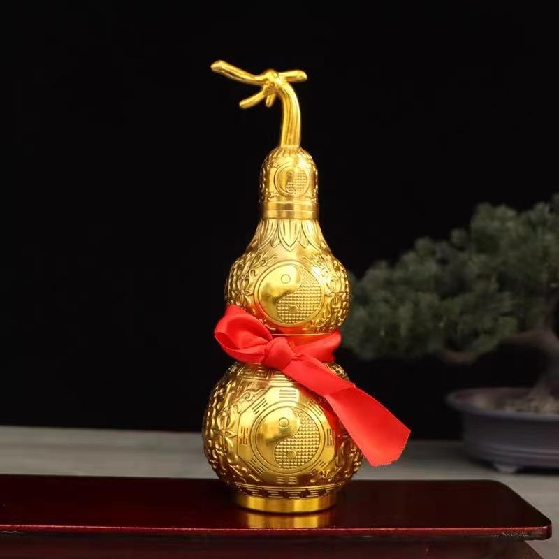 Brass Ornaments Auspicious Ruyi Opening Open Bottom Glossy Screw Mouth Home Office Area Desktop Entrance Gourd