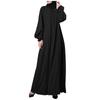 Women's Casual Loose Long Sleeve Round Neck Solid Color Robe Dress