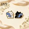 Zinc Alloy Clothing Accessory Holding Fish Cartoon Cat Brooch, Enamel Kitten Badge Pin, Pin Animal Accessories for Backpacks Hats Scarves Jackets