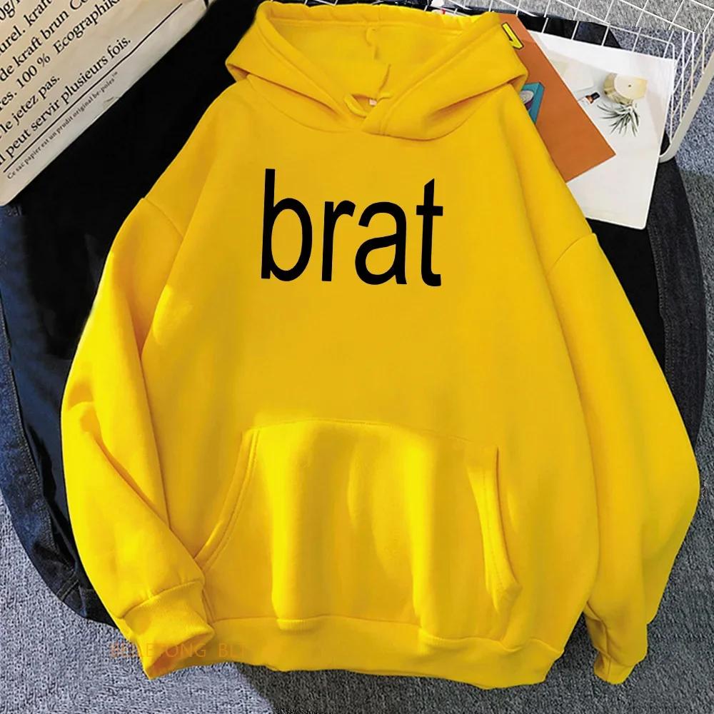 Charli XCX Brat-Damen-Hoodie, Damen-Streetwear mit langem Ärmel und grafischem Album-Print, colo