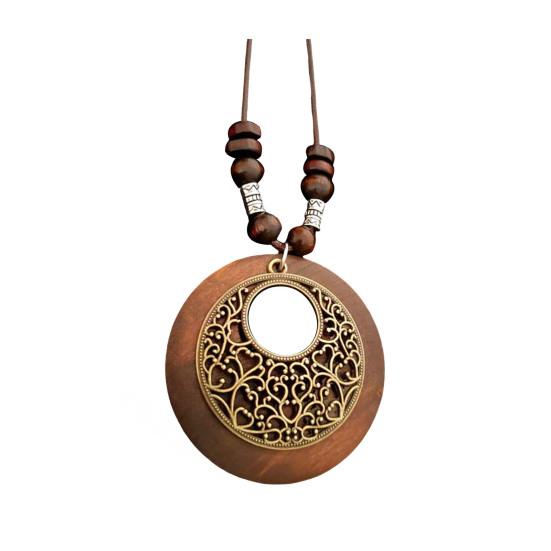 

Женская цепочка для свитера, однослойные деревянные бусины, декоративная роза, кулон, ретро-стиль, этническая одежда, украшения для свиданий, выпускного вечера, украшения для одежды, ожерелье E