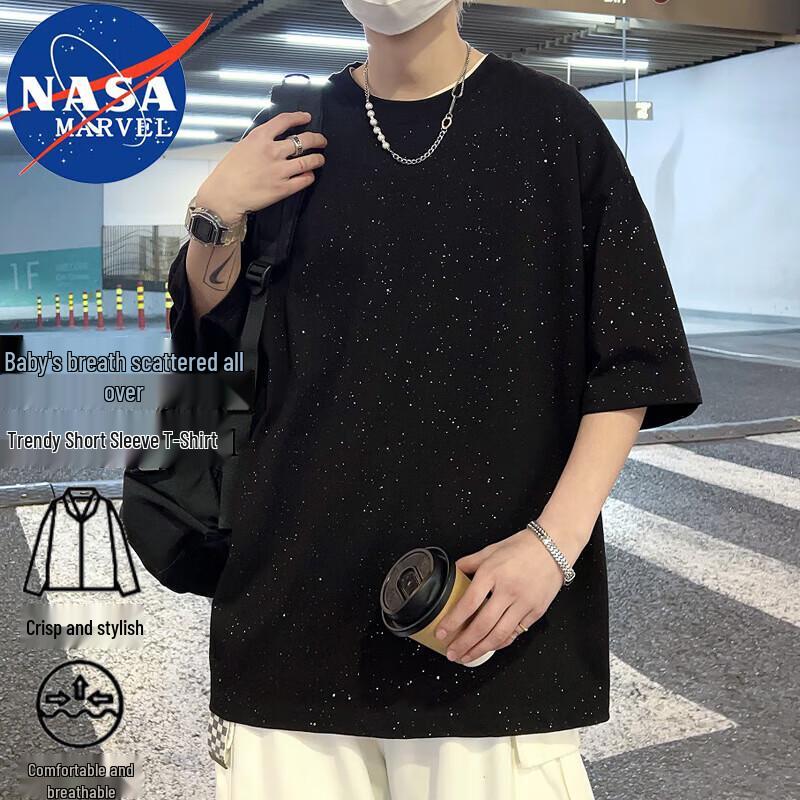 NASA MARVEL Men s Starry Print Short Sleeve T-Shirt M