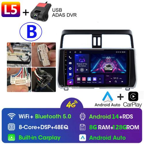For Toyota Land Cruiser Prado 150 2018 2019 - 2022 Carplay 360 Camera Auto Android 13Car Radio Multimedia Player GPS Stereo Wifi
