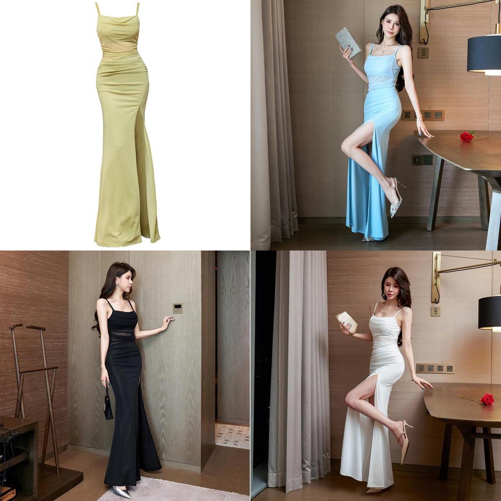 Elegant Long Dress For Women With Slit And Bodycon Fit For Evening Wear