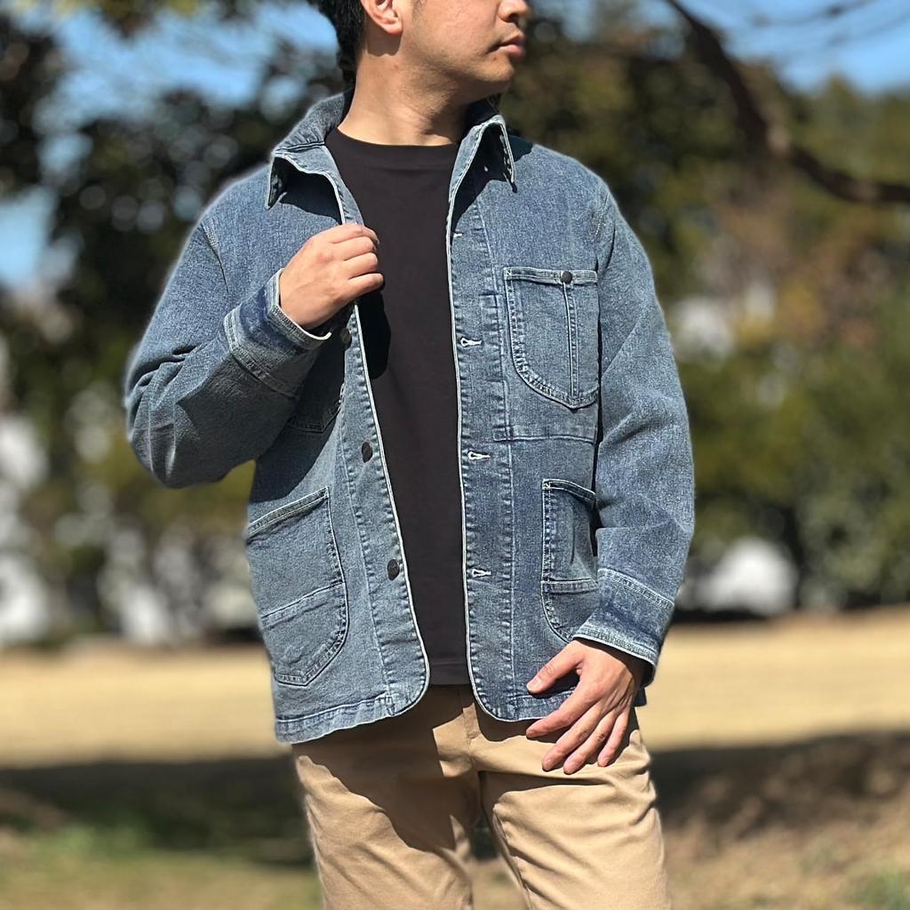 Hanes Stretch Denim Sizes and LL Men's Jacket, M, L, (JP, Alphabet, M, Navy)