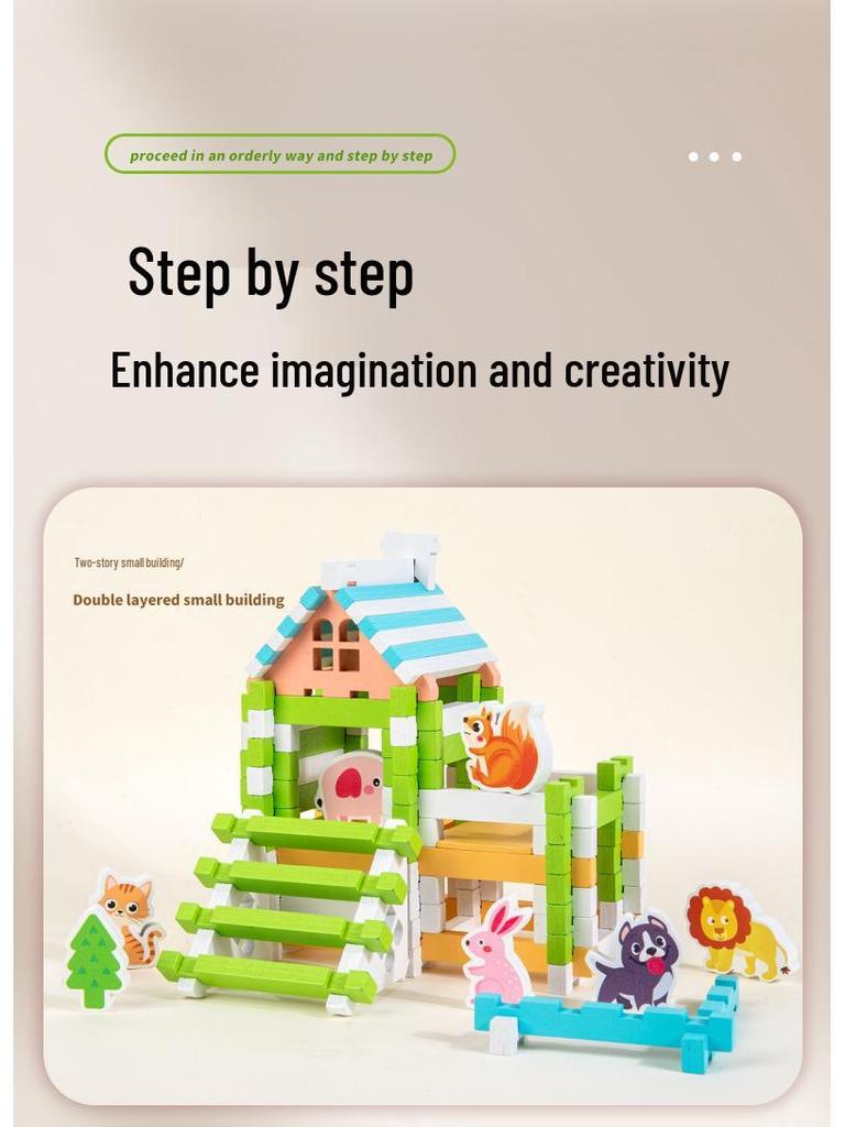 Children's Creative Wooden House Building Blocks DIY Toy
