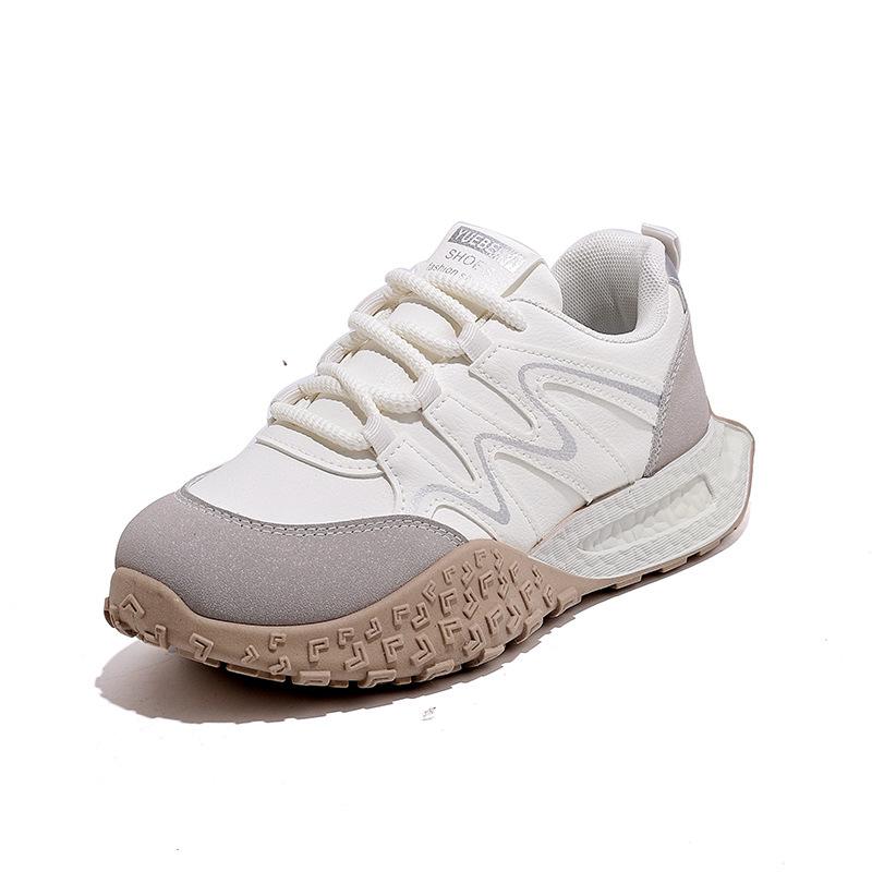 Platform white shoes children s 2025 new spring and autumn versatile casual sports shoes Forrest Gump training shoes women s dad shoes 35 бежевый 2839₽