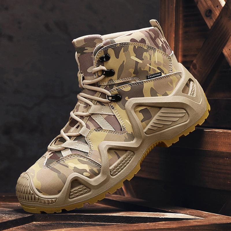 

Large size men s shoes 2025 autumn new high-top mountaineering wear-resistant non-slip heightening camouflage Martin outdoor training tactics 39