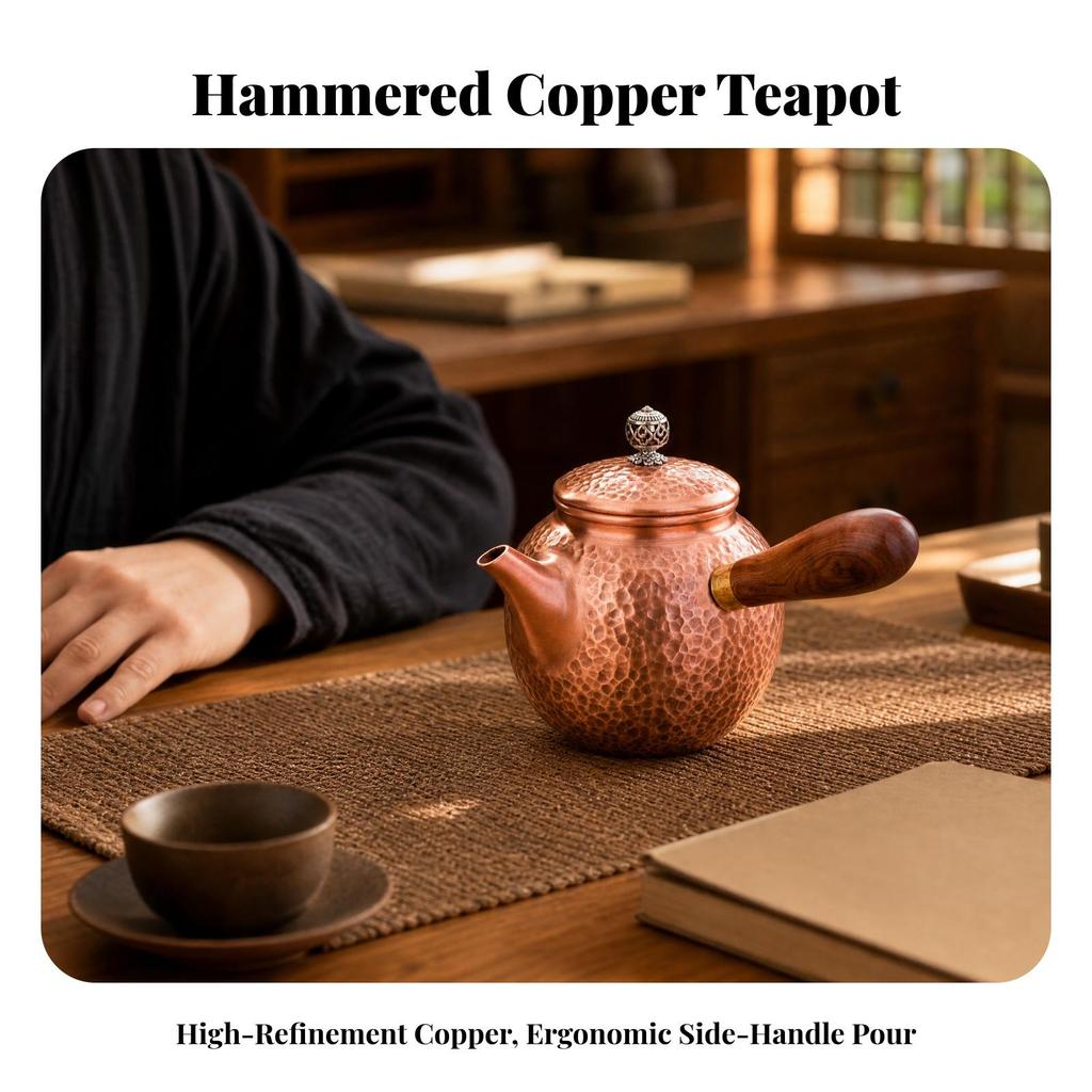 Tea Brewing Pot 1600 Ml Hammered Copper Teapot Handmade-styleStyle