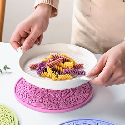 Tapete de Silicone de Cozinha Redondo Descanso de Copo Impermeável Jogo Americano à Prova de Calor Descanso de Panela Tapete para Copo Decoração Doméstica e Acessórios de Mesa
