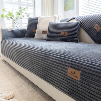Stripes Jacquard Faux Rabbit Fur Anti-Slip Plush Sofa Cover Immation Fur Couch Cushion Cover for Living Room Warm Slipcover