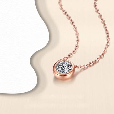 New S925 Sterling Silver 1 Carat Real Moissanite Necklace Pendant High Quality 18K Rose Gold Fine Jewelry Pass Diamond Test
