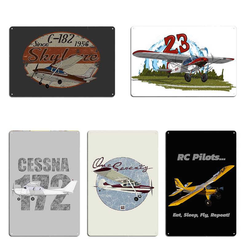 Cessna 172 Skyhawk Cirrus SR22 Cessna 182 Skylane "Since 1956" Vintage Retro Design Metal Cave Vintage Plates Tin Sign Posters