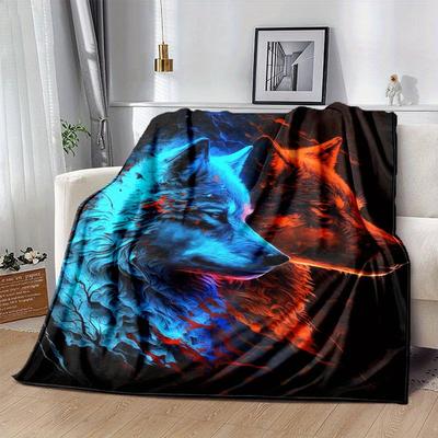 1 Stück Leichte Flanelldecke mit Wolfsdruck, Bequeme und Warme Decke, für Camping, Schlafsofa, Couch, Büro, für Alle Jahreszeiten