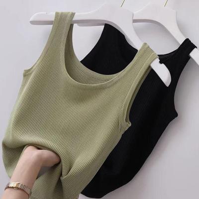 Damen Tanktop mit Rundhalsausschnitt, ärmellos, lockere Passform, einfarbig, gerippter Pullover aus Eisseide