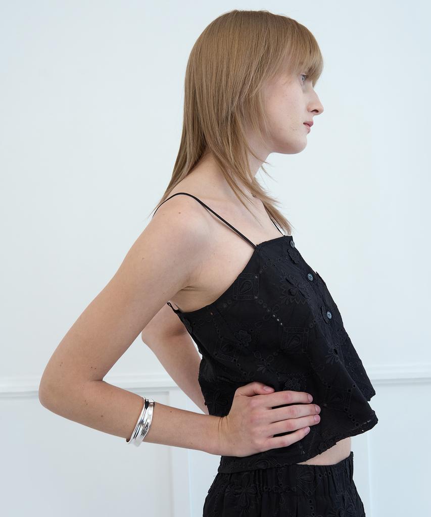 NUAKLE Lace Open Camisole_Black