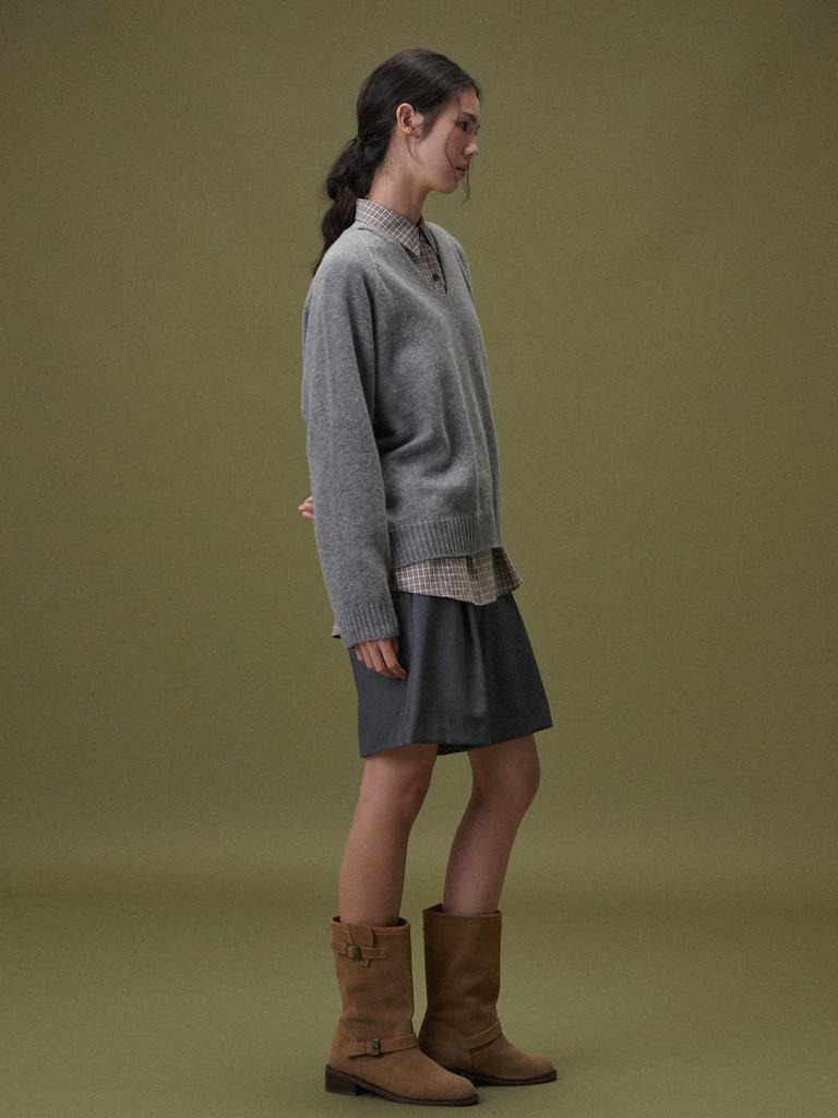 Plad Jour Boy Wool Half Pants (Dark Grey)