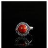 Adjustable Open Ring Men Women Vintage Bohemian Style With Hollow Geometric Plated Red Agate Stone