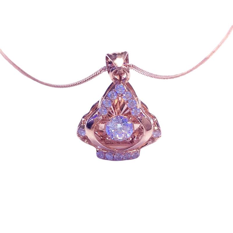 Exquisite Color Gold Russian Purple Gold Plated Rose Gold Necklace Skirt Pendant Simple Atmosphere 585 Purple Gold Set Chain