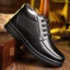 High-top Shoes Velvet Men's Shoes Winter Warm Men's Wool Cotton Shoes Men's Soft Leather Business Casual Shoes Cotton Leather Shoes