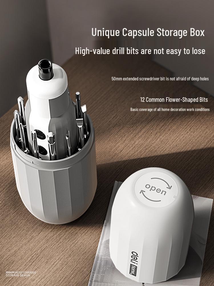 Deli Rechargeable Electric Screwdriver Set - Compact, Fully Automatic, Multifunctional with Lithium Battery for Household Use