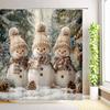 Weihnachts-Schneemann Eichhörnchen Duschvorhang Roter Vogel Winter-Schneeflockenwald Schnee-Landschaft Zeder Rentier Weihnachten Haus Badezimmer Dekoration
