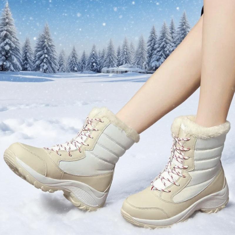 Women's Waterproof Platform Boots Winter Outdoor Warm Snow Boots Plush Over The Knee Luxury Brand Ankle Boots Short Hair Boots