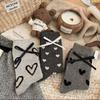 Gray Love Bow Wool Socks Children'S Medium Tube Socks Season Fleece Thickened Warm Cashmere Winter Stockings