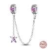 Star Moon Slide Safety Chains Charms 925 Sterling copper Heart Evil eyes Silicone Spacer Beads Fit Original Bracelet DIY Zircon