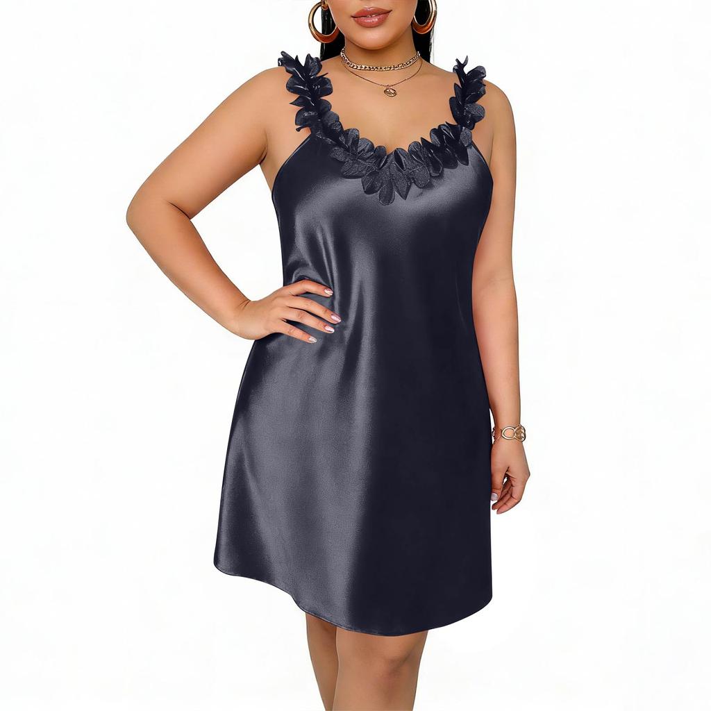 Women's Plus Size Lightweight Homewear Strapless Ice Silk Short Nightdress