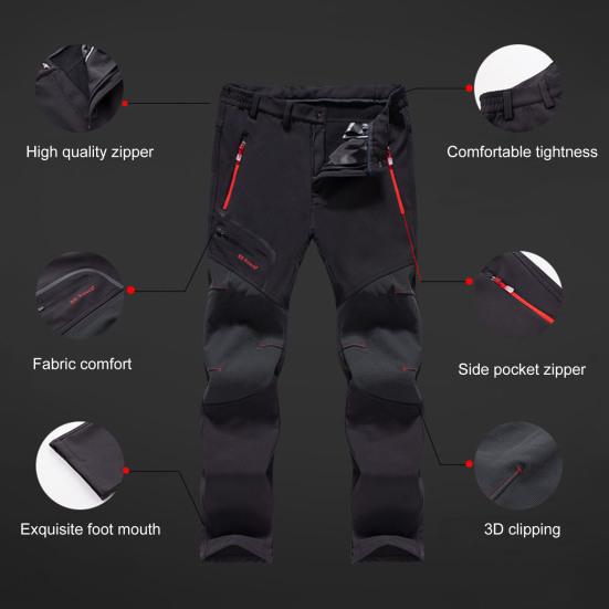 Outdoor Pants Windproof Waterproof Warm Plush Winter Trousers for Hiking