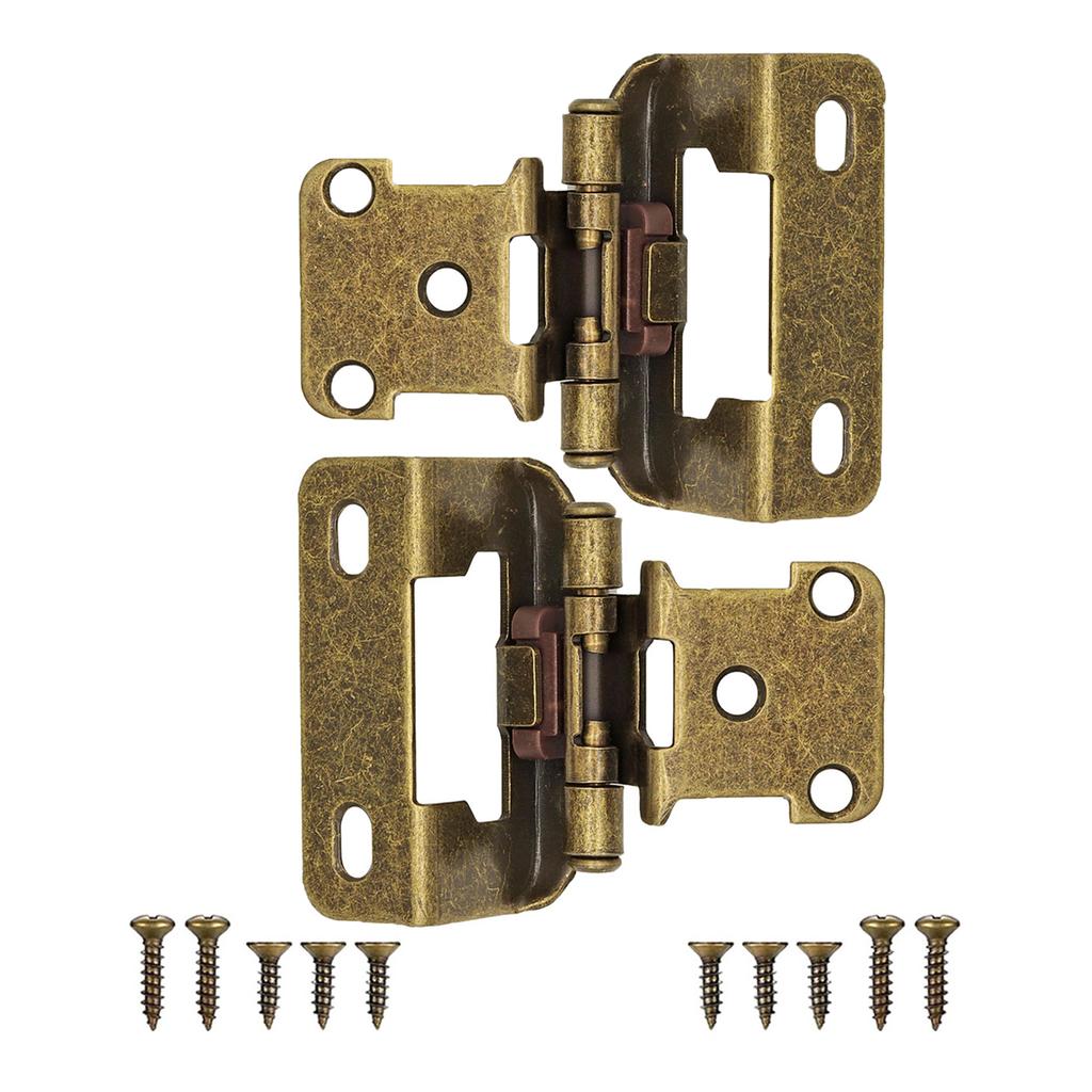 2pcs 1/2Inch Overlay Cabinet Steel Hinges W/screw Self-closing Spring Semi Partial Around Hidden RV Black/Silver/Antique Bronze