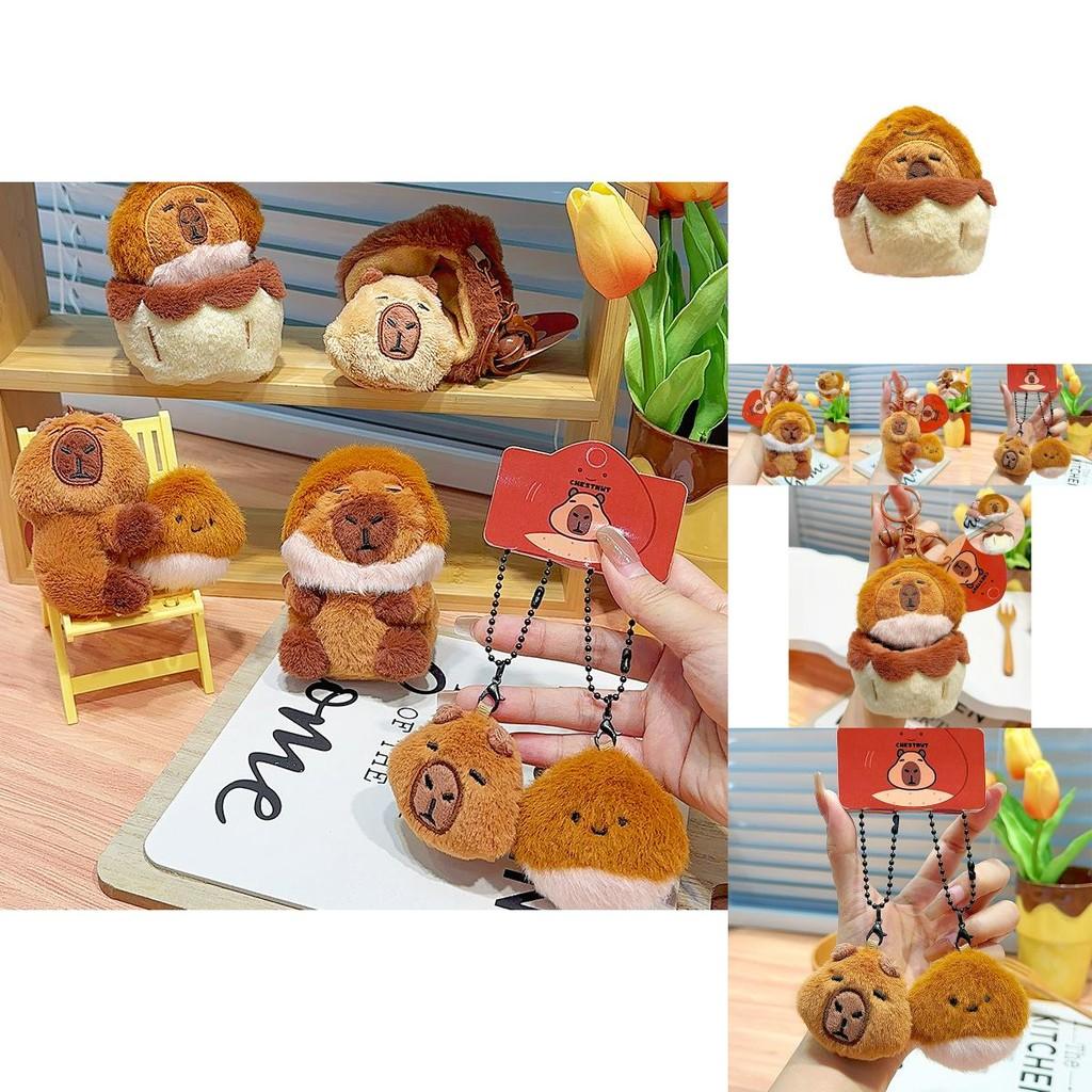 Adorable Capybara Chestnut Plush Keychain Pendant Cute Cartoon Style Accessory