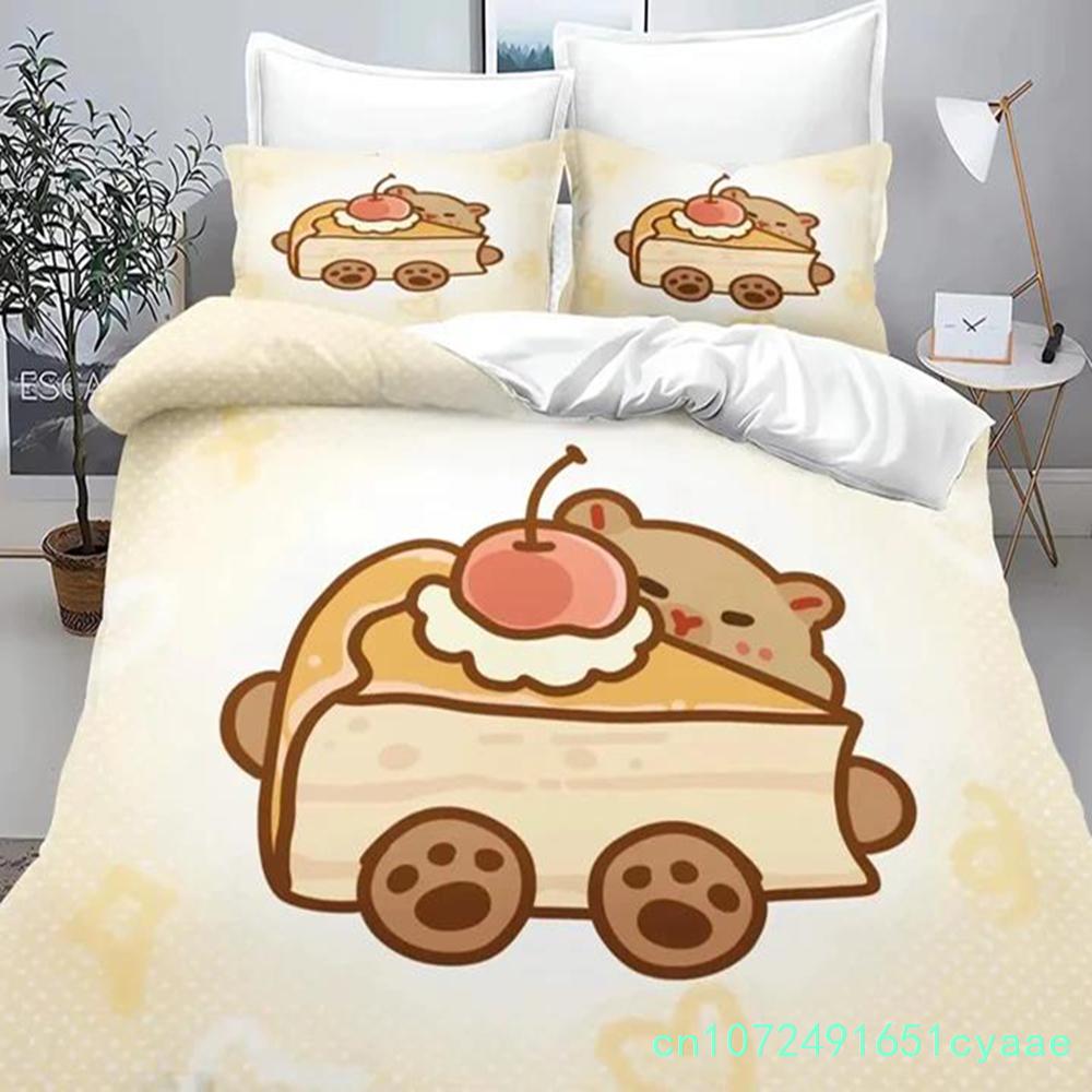 Cartoon Capybara 3D Printed Bedding Set Children's Duvet Cover Pillow Case Set Anime Polyester Cute Cartoon Home Decoration