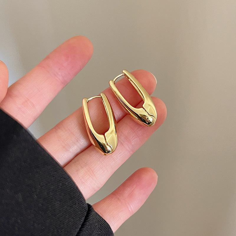 3Pcs/Set Trendy Fashion Classic Style Copper Alloy Gold-Color Smooth Metal O- Shaped Circular Earrings For Woman Party Jewelry