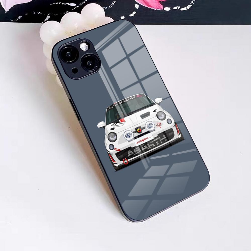 A-abarth Car Phone Case For IPhone 17 Pro Max 16 15 14 Pro Max 13 11 X Xs Xr 8 7Plus Glass Cover