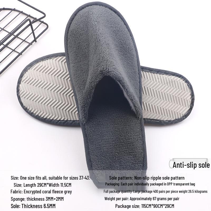 Portable Thick Cotton & Linen Disposable Slippers for Hotels, B&Bs, Guest Houses, and Travel