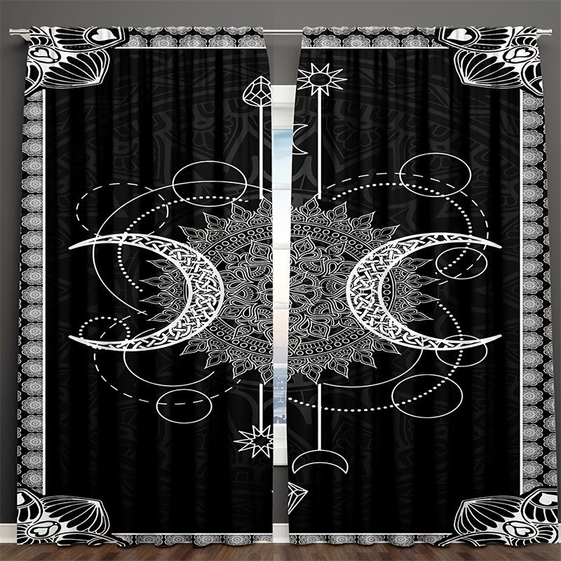 2 Panels Sun Moon Mandala Blackout Curtains - Gothic Boho Darkening Window Curtains for Living Room Bedroom Kitchen Bathroom