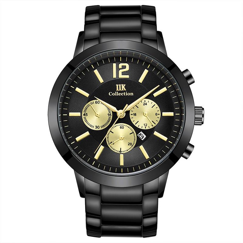 IIK Модные часы Часы с календарем Мужские часы с тремя глазами и шестью булавками Мужские часы