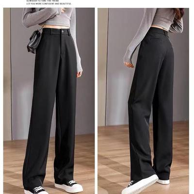 Women's Slim Wide-Leg Summer Trousers - Casual, Draped, Straight-Fit Pants