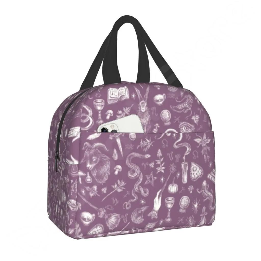 Pattern Insulated Lunch Bag for School Office Halloween Cat Skull Leakproof Cooler Thermal Bento Box Women Children