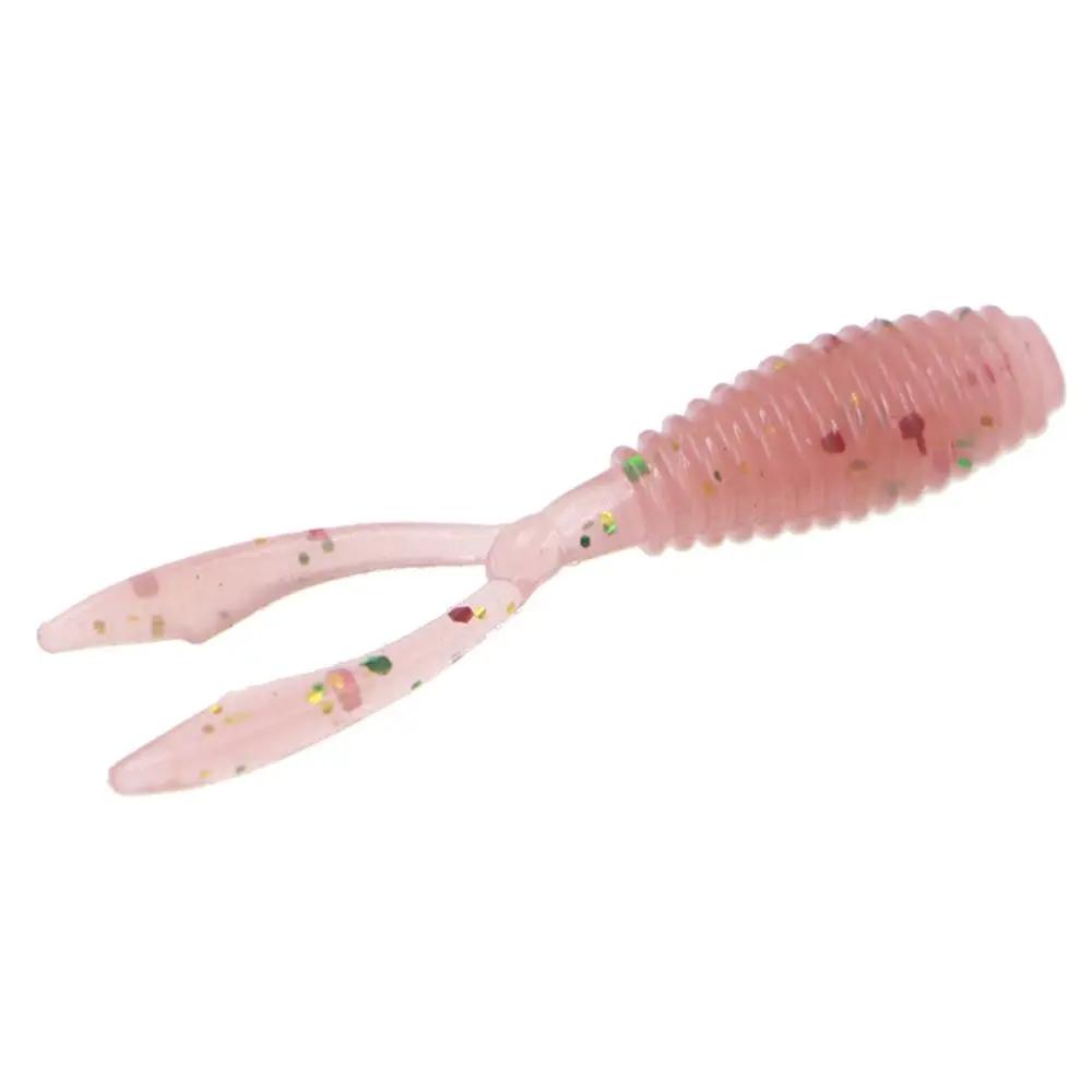 10pcs 36mm 0.3g Soft Fishing Lure Twin Tail Silicone Artificial Bait Wobbler Worm Lures Fluorescent Fishing Tackle for Ocean Sea