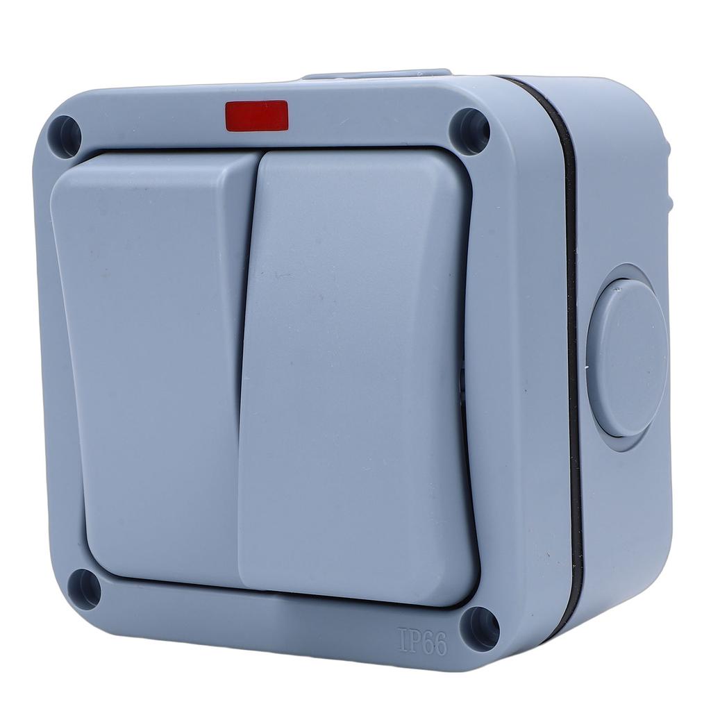 2 Gang   with Indicator Light 2 Gang Electrical   with Light 2 Gang Power   IP66 Waterproof 20A   Mounted
