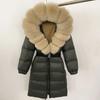 OFTBUY Moda Inverno Giacca Piumino 90% Imbottita con Piumino Collo in Pelliccia di Volpe Oversize Rimovibile Cucita Giacca Piumino Donna Abbigliamento Casual Largo