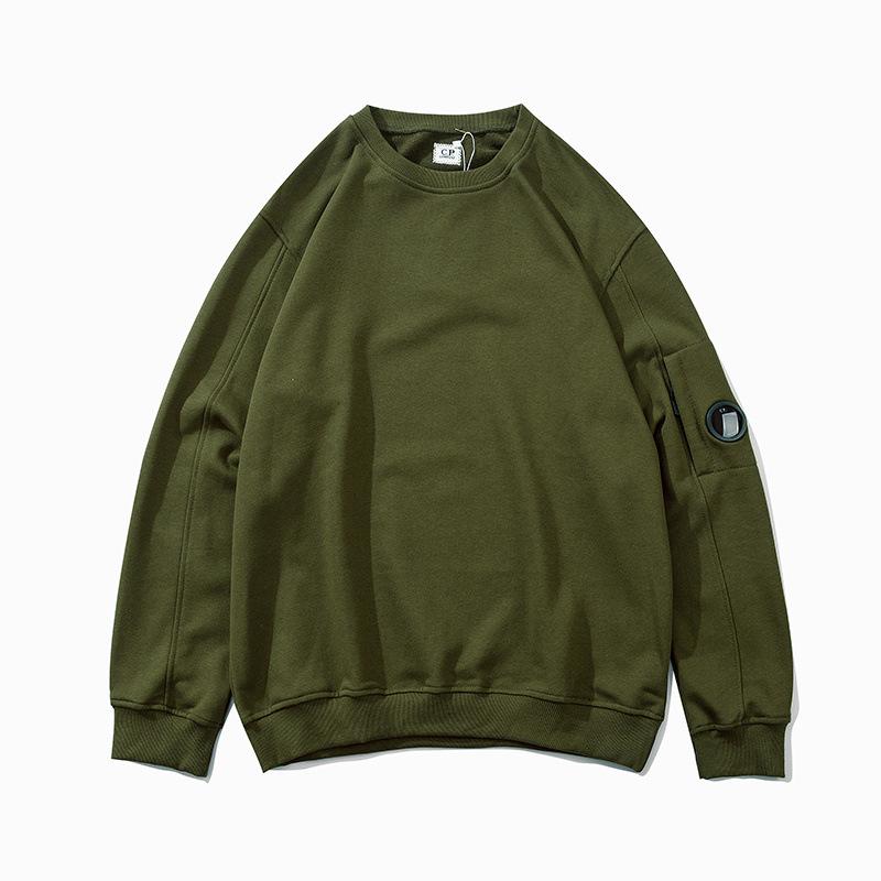 

Unisex Round Neck Terry Cloth Hoodie with Arm Lens and Zipper Details XXL армія зелений колір