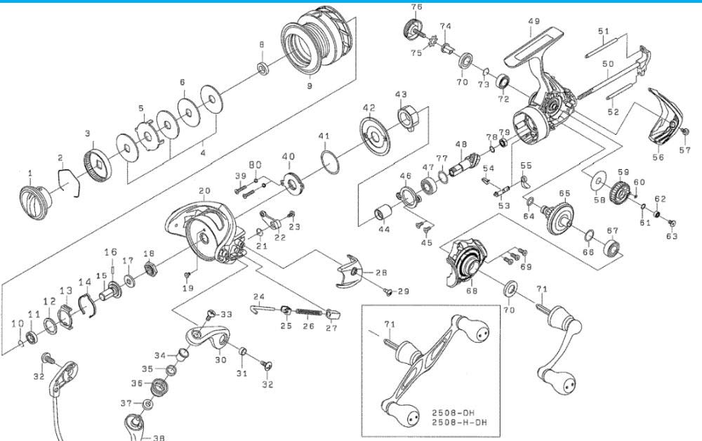 Genuine Daiwa Parts for 16 Emeraldas 2508PEHDH Handle Part Number Part Code 6Q196801 (DAIWA) Knob, 202,
