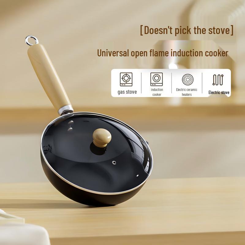 Debolai 20cm Cast Iron Non-Stick Wok