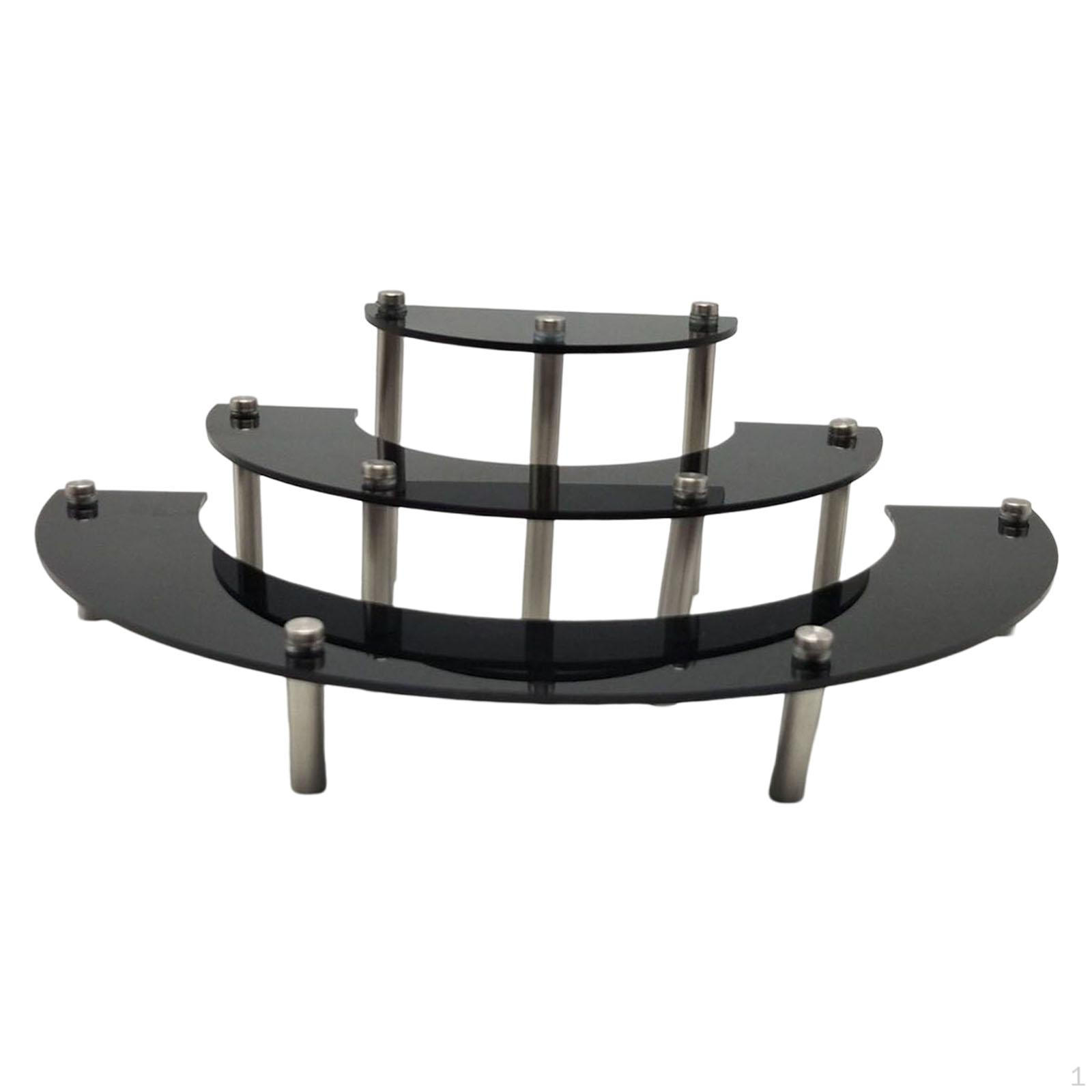 Акриловая подставка-витрина на 3 яруса со столешницей на металлических ножках полка в форме полумесяца для детского душа чёрный 2170₽