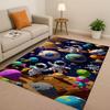 3D Cartoon Astronaut Weltraumfahrer Planet Wohnzimmer Rutschfester Teppich für Schlafzimmer Spielzimmer Sofa, Heimdekoration Fußmatte Weihnachten